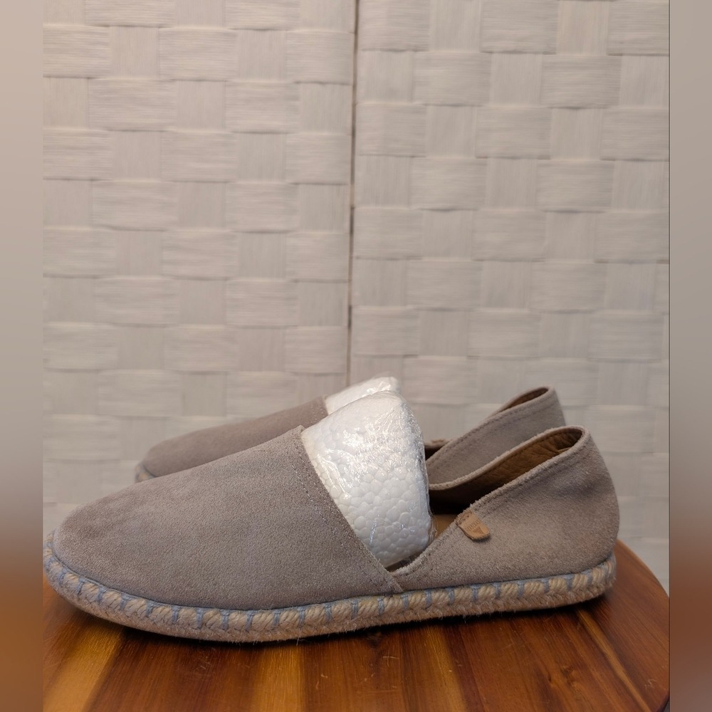 Verbenas Gaudi Taupe Suede Espadrilles Made in Spain Flat Slip On Shoes Size 37
